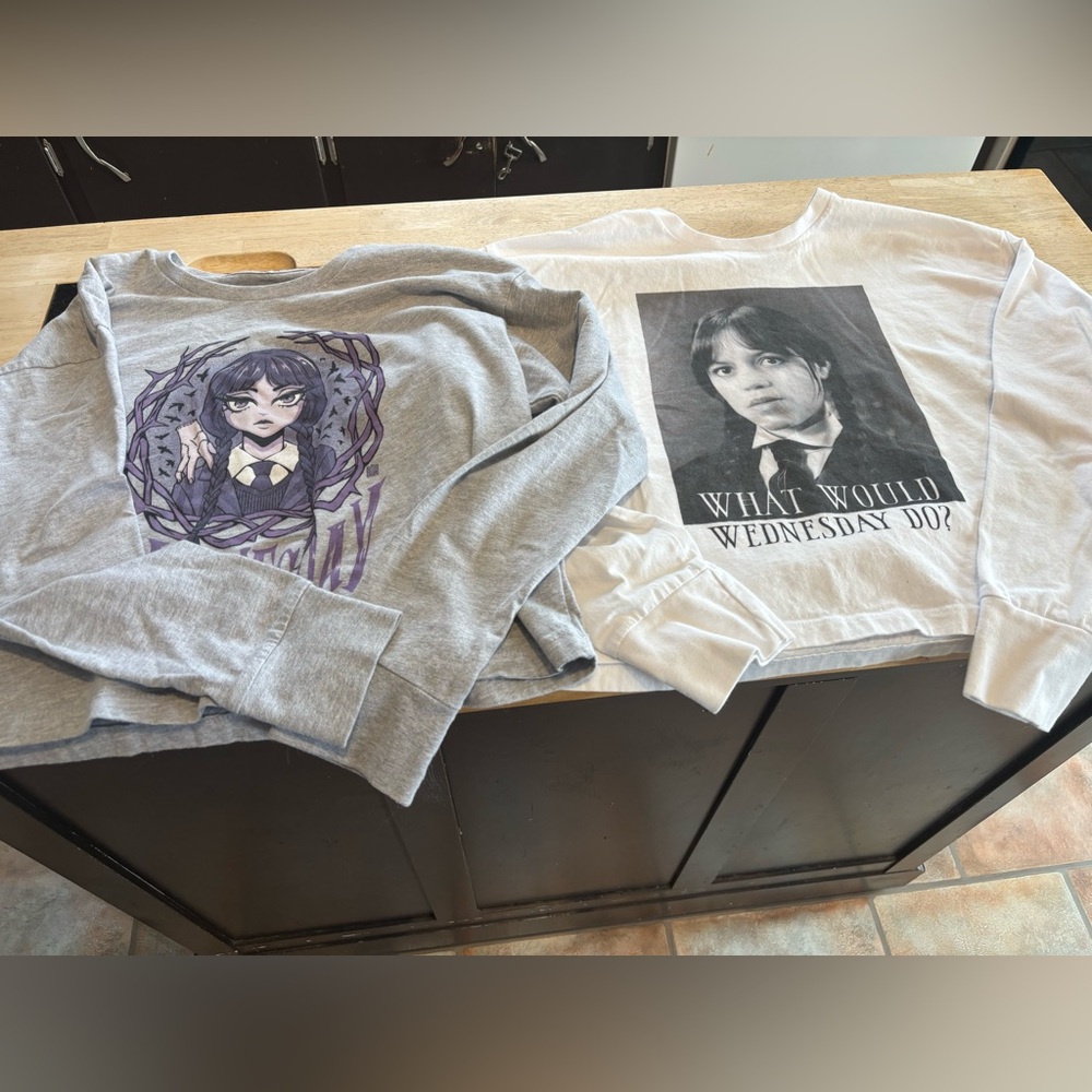 2 Wednesday Addams Long Sleeve crop tops